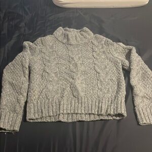 American Eagle By Payless Gray Crew Neck Sweater Chunky Knit